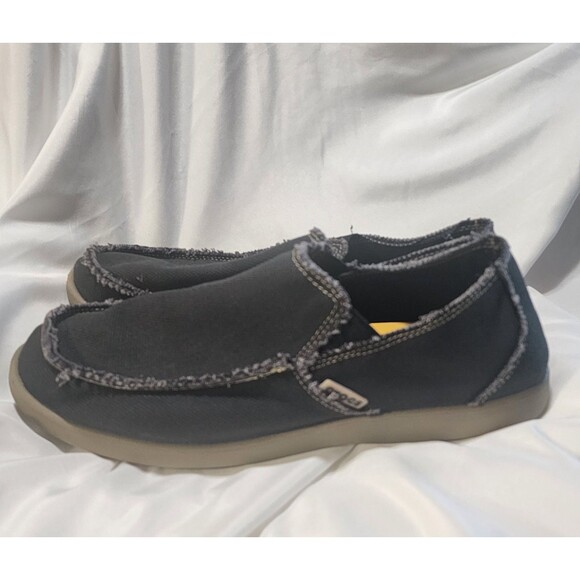 CROCS Santa Cruz Canvas Slip-On Loafer Boat Shoes Black Frayed 10128 Men's Sz 10 - Picture 1 of 13